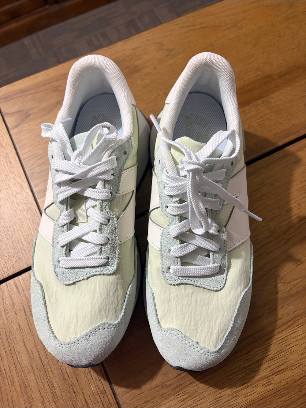 New Balance Women's Light Green and White Sneakers